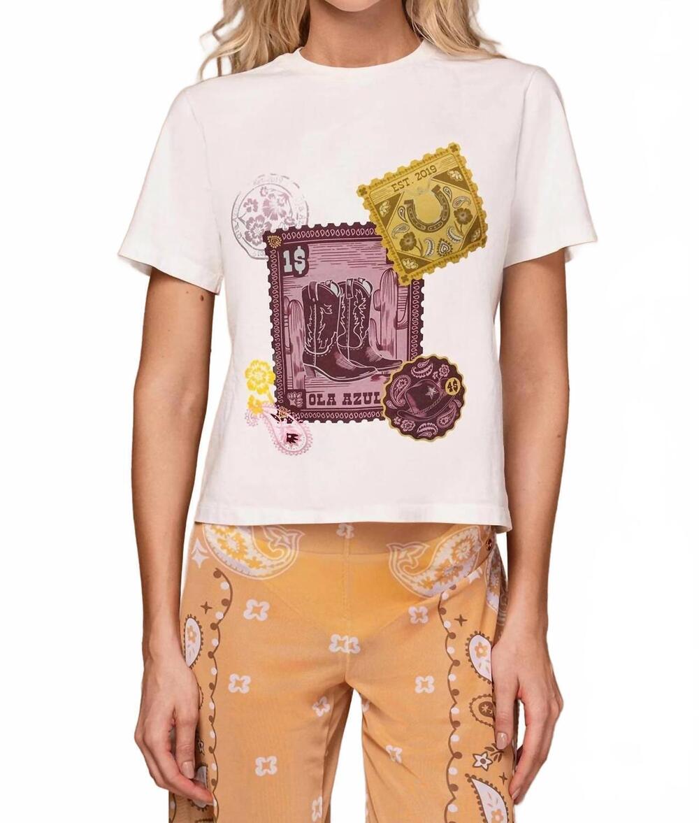 NEW OLA AZUL maya oasis short sleeve t-shirt in white